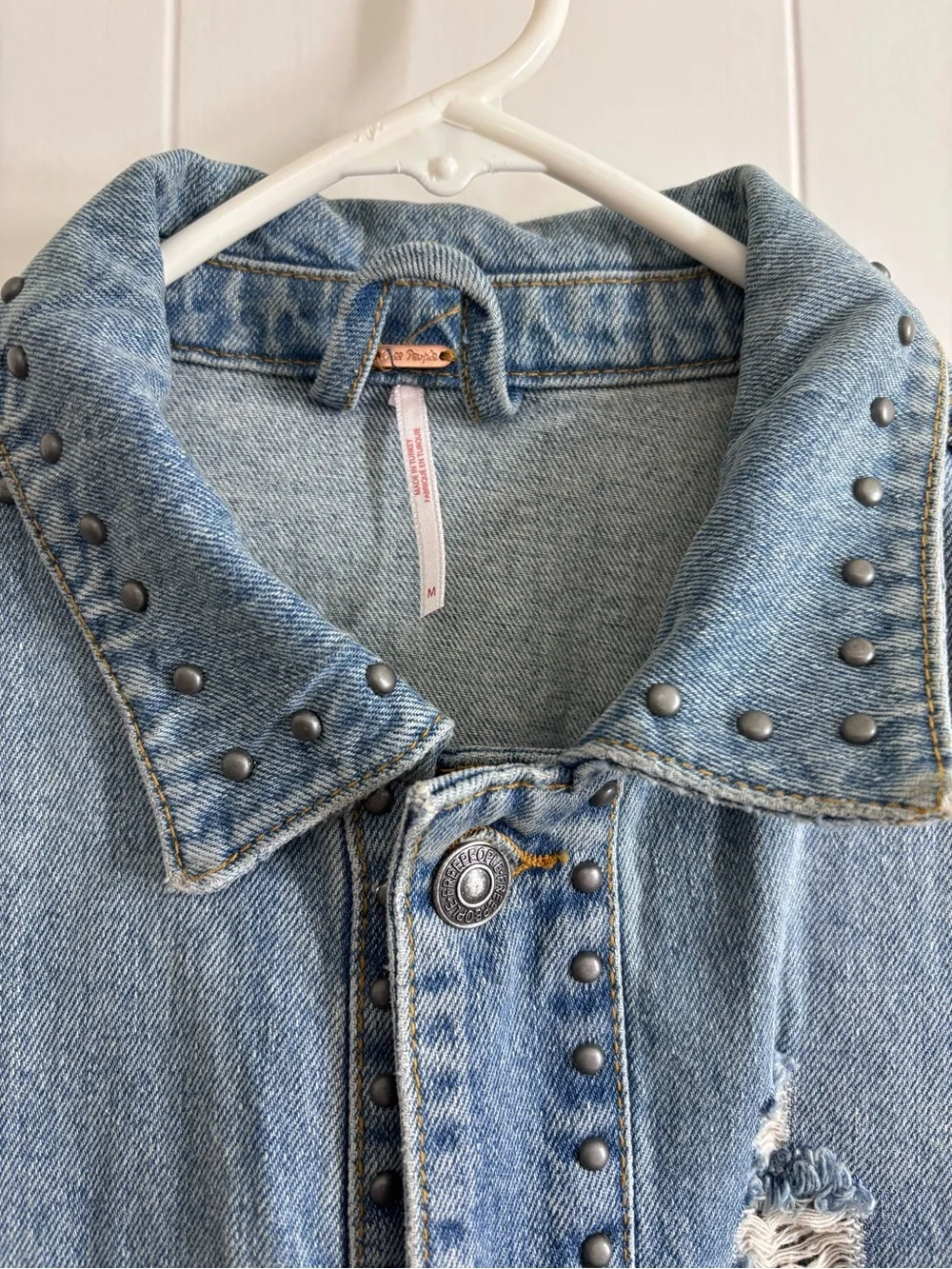 Free People studded denim trucker jacket - Picture 2 of 5